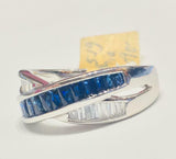 3ct Wedding Ring Band Baguette Cut Sapphire Twist Split Shank 14k WhiteGold Over