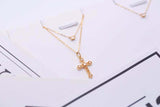 0.5ct Round Cut Diamond Pendant with Chain Cross Design 14k Yellow Gold Finish