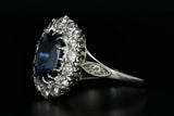 4.5ct Oval Cut Blue Sapphire Cocktail Wedding Engagement Ring 14k WhiteGold Over