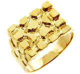 New Mens Nugget Shape Designed Custom Fancy Pinky Ring 14k Yellow Gold Finish