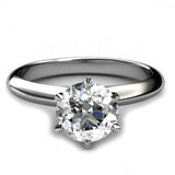 1ct Round Cut Diamond 6 Prong Classic Engagement Ring 14k White Gold Finish