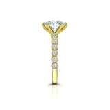 Solitaire with Round Accents Ring 2.25ct Oval Cut Diamond 14k Yellow Gold Finish