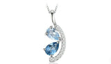 2ct Blue Aquamarine Pendant Pear Cut Stylish 14k White Gold Finish NO CHAIN