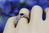 0.5ct Round Cut Purple Amethyst Celtic Trinity Knot Ring 14k White Gold Finish