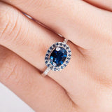 2ct Oval Cut Blue Sapphire Engagement Ring 14k White Gold Finish Antique Promise