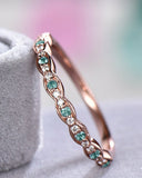 2Ct Round Cut Green Emerald Diamond Minimalist Wedding Band 14K Rose Gold Finish