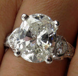 4Ct Oval Cut Diamond Vintage Engagement Ring 14K White Gold Finish Round Accents