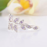 1.5ct Round Purple Amethyst Engagement Ring Floral Leaf Vine 14k White Gold Over