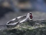 0.5ct Heart Cut Red Garnet Engagement Ring Bow Trendy Design 14k White Gold Over