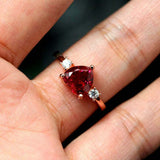 1ct Heart Cut Pink Ruby Engagement Ring Diamond Accent Trilogy 14k RoseGold Over