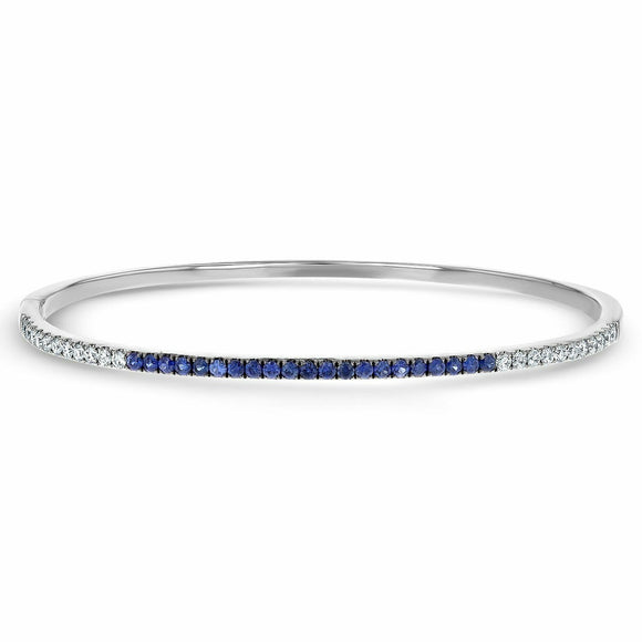 5ct Round Cut Blue Sapphire Petite Women Cuff Bangle Bracelet 14k WhiteGold Over