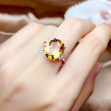 1.5ct Oval Cut Yellow Citrine Engagement Ring Diamond Petite 14k RoseGold Finish