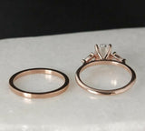 Trilogy Bridal Set Engagement Ring 2ct Oval Cut VVS1D Diamond 14k Rose Gold Over