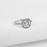 1.6ct Round Cut VVS1D Diamond Engagement Ring Flower Halo 14k White Gold Finish