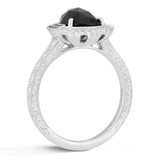 2.5Ct Pear Cut Black Diamond Vintage Halo Engagement Ring 14K White Gold Finish