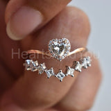 1.6ct Heart Simulated Diamond Curved Stackable Bridal Set 14K Yellow Gold Plated