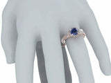 3ct Round Cut Blue Sapphire Milgrain Accent Diamond Halo Ring 14k Rose Gold Over