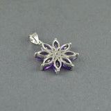 2.2ct Purple Amethyst Pendant Marquise Cut Floral 14k White Gold Finish NO CHAIN