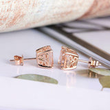 1ct Cushion Cut Peach Morganite Lovely Stud Earrings Women 14k Rose Gold Finish