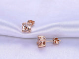 0.5ct Round Cut Peach Morganite Classic Stud Earring Women 14k Rose Gold Finish