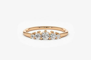 1ct Engagement Ring Round Cut Diamond Five Stone Minimalist 14k Rose Gold Finish