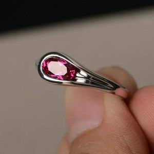 0.75ct Oval Cut Pink Ruby Solitaire Promise Engagement Ring 14k WhiteGold Finish