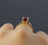 2ct Round Cut Red Garnet 4 Prong Solitaire Engagement Ring 14k YellowGold Finish