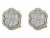 1.5ct Round Cut VVS1 Diamond Flower Cluster Stud Earrings 14k Yellow Gold Finish