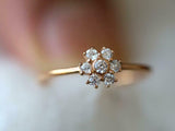 1.2ct Engagement Ring Round Cut Diamond Floral Minimalist 14k Yellow Gold Finish