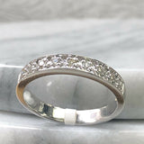 2ct Round Diamond Wedding Band Vintage Inspired Stackable 14k White Gold Finish