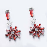 2.1ct Baguette Cut Red Garnet Unique Snowflake Drop Earrings 14k White Gold Over