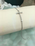 1.2ct Round Cut VVS1/D Diamond Cross Chain Design Bracelet 14k White Gold Finish