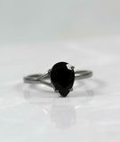 1ct Engagement Ring Pear Cut Black Diamond Solitaire 14k Black Gold Finish