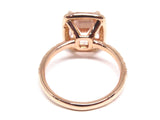 4Ct Emerald Cut Peach Morganite Diamond Halo Engagement Ring 14K Rose Gold Over