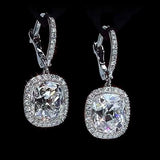 5Ct Cushion Cut Diamond Halo Solitaire Elegant Drop Earrings 14K White Gold Over