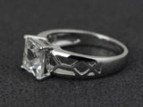 2ct Engagement Ring Princess Cut Diamond Split Shank 14k White Gold Finish