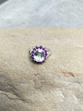 2ct Engagement Ring Oval Cut Diamond Purple Amethyst Halo 14k White Gold Finish