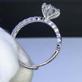 2ct Round Cut Diamond Engagement Ring Solitaire with Accents 14k White Gold Over