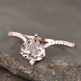 1.5ct Heart Cut Peach Morganite Solitaire Engagement Ring 14k Rose Gold Finish