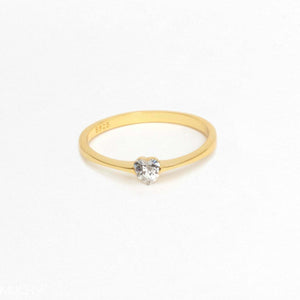 0.1ct Engagement Ring Heart Cut Diamond Solitaire 14k Yellow Gold Finish