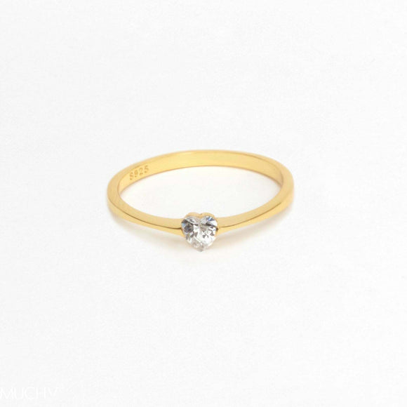 0.1ct Engagement Ring Heart Cut Diamond Solitaire 14k Yellow Gold Finish