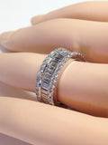 5Ct Emerald Cut Diamond Wide Gatsby Eternity Wedding Band 14K White Gold Finish