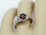 2ct Round Cut Red Garnet Engagement Ring Diamond Floral Halo 14k White Gold Over