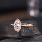 1ct Marquise Cut Diamond Engagement Ring 14k Rose Gold Over Halo Marquise Shape