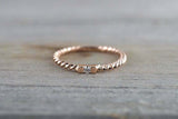 0.1ct Round Cut Diamond Engagement Ring Rope Design Minimalist 14k RoseGold Over