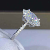 1.7ct Marquise Diamond Engagement Ring Solitaire with Accents 14k WhiteGold Over