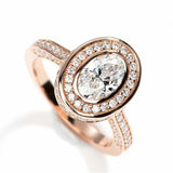 2.5ct Oval Diamond Engagement Ring Round Accent Halo Solitaire 14k RoseGold Over