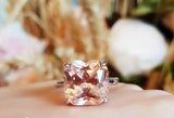 1ct Asscher Cut Peach Morganite Engagement Ring 14k White Gold Finish Solitaire