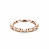 Filigree Stackable Wedding Ring Band 0.07ct Round Cut Diamond 14k Rose Gold Over