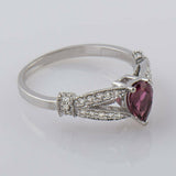 3Ct Pear Cut Pink Ruby Diamond Split Shank Engagement Ring 14K White Gold Finish